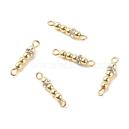 Electroplate Non-magnetic Synthetic Hematite Connector Charms, with Silver Tone Brass Crystal Rhinestone Findings, Round, Golden Plated, 20x4mm, Hole: 1.6mm(PALLOY-JF01516)