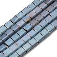 Electroplated Non-magnetic Synthetic Hematite Beads Strands, Square, Matte Style, 2-Hole, Light Steel Blue, 6x6x3mm, Hole: 1.2mm, about 69pcs/strand, 15.55 inch(39.5cm)(G-C106-A01-08)
