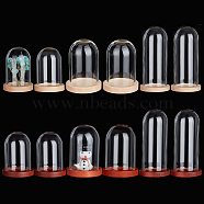 Elite 12 Sets 6 Style Glass Dome Cover, Decorative Display Case, Cloche Bell Jar Terrarium with Wood Base, Mixed Color, 25~30x33.5~41.5mm, 2 sets/style(DJEW-PH0001-17)