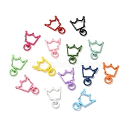 Spray Painted Alloy Swivel Lobster Claw Clasps, Swivel Snap Hook, Crown, Mixed Color, 35.5x27x2.2mm, Hole: 4.7x8.7mm(FIND-A027-05)