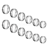 Pandahall 12Pcs 6 Styles 201 Stainless Steel Grooved Finger Ring Settings, Ring Core Blank, for Inlay Ring Jewelry Making, Stainless Steel Color, Inner Diameter: 17~22mm, 2Pcs/size(RJEW-TA0001-04P)