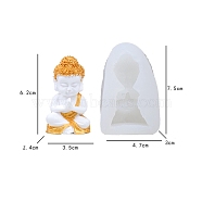 DIY Buddha Silicone Candle Molds, Resin Casting Molds, For UV Resin, Epoxy Resin Jewelry Making, White, 7.5x4.7x3cm(PW-WG14394-02)