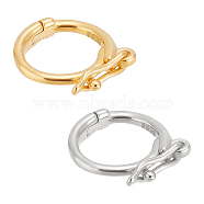 Elite 2Pcs 2 Colors 925 Sterling Silver Twister Clasp, Ring, Platinum & Golden, 9x8x2mm, Inner Diameter: 6mm, 1pc/color(FIND-PH0009-53)