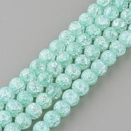 Synthetic Crackle Quartz Beads Strands, Round, Dyed, Pale Turquoise, 6mm, Hole: 1mm, about 66pcs/strand, 15.7 inch(GLAA-S134-6mm-11)