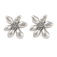 Non-Tarnish 304 Stainless Steel Stud Earrings for Women, Flower, Stainless Steel Color, 30x26mm(EJEW-G396-03P)