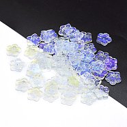 Transparent Glass Beads, Flower, Clear AB, 12x13x3mm, Hole: 1.2mm(GLAA-YW0003-12)
