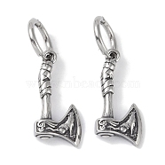 316 Surgical Stainless Steel Axe Hoop Earrings for Women, Antique Silver, 29x14mm(EJEW-P274-16A-AS)