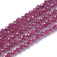 Natural Red Corundum/Ruby Beads Strands, Faceted, Round, 2~3x2~2.5mm, Hole: 0.2mm, about 181~210pcs/strand, 15.9~16.3 inch(40.4~41.5cm)(X-G-F596-11-2mm)