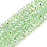 Baking Painted Transparent Glass Beads Strands, Imitation Opalite, Faceted, AB Color Plated, Round, Light Green, 4.5x4mm, Hole: 0.9mm, about 117~118pcs/strand, 17.13~17.32''(43.5~44cm)(DGLA-A034-J4mm-B02)