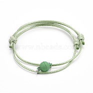 Adjustable Magnetic Bracelet for Couples, with Korean Waxed Polyester Cord and Alloy Magnetic Clasps, Dark Sea Green, Inner Diameter: 2~3-1/8 inch(6.35~7.95cm), 2pcs/set(BJEW-JB06190-05)