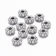 Tibetan Style Spacer Beads, Lead Free & Nickel Free & Cadmium Free, Antique Silver, about 6mm in diameter, 3mm thick, hole: 1.5mm(X-LF0371Y-NF)