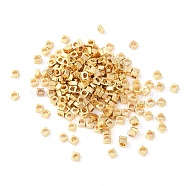 Brass Spacer Beads, Square, Real 18K Gold Plated, 2x2x1mm, Hole: 1.2mm(KK-N254-24G)