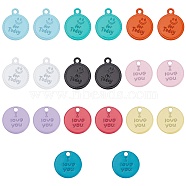 SUNNYCLUE 10 Styles Spray Painted Alloy Charms, Cadmium Free & Lead Free, Round with Word I Love You & Flat Round For Today, Mixed Color, 38pcs/box(PALLOY-SC0003-84)