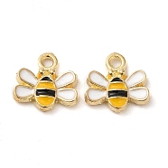 Alloy Enamel Charms, Bees Charm, Golden, 10x10.5x2mm, Hole: 1.4mm(ENAM-Q507-10G)
