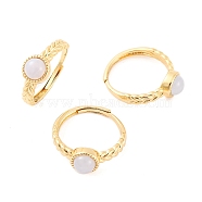 Round Natural Blue Lace Agate Adjustable Rings, Brass Ring for Women, Long-Lasting Plated, Lead Free & Cadmium Free, Golden, Inner Diameter: 18mm(RJEW-Q817-03G-03)