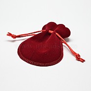 Velvet Bags Drawstring Jewelry Pouches, for Party Wedding Birthday Candy Pouches, FireBrick, 13.5x10.5cm(TP-O002-B-08)