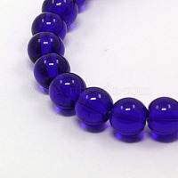 brins de perles rondes en verre bleu foncé, 8 mm, trou: 1 mm, environ 40 pcs / brin, {1 pouce