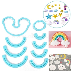 9Pcs Plastic Rainbow & Cloud Fondant Cutter Set, Cake Cupcake Decorating Tools, for Paste Cookies Biscuit Cutters, Deep Sky Blue, 2.6x4.6x0.8cm, Inner Diameter: 3.6~8.5x0.3cm(DIY-K032-19)