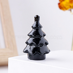 Natural Obsidian Christmas Tree Statue, for Home Desktop Display Decoration, 35~40x20~25mm(DJEW-PW0013-25D)