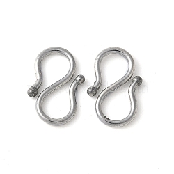 304 Stainless Steel S-Hook Clasps, Stainless Steel Color, 12x8x1.5mm, Hole: 5.5x4mm(STAS-Z124-04A-P)