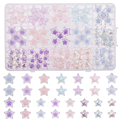 CHGCRAFT 105Pcs 15 Styles Transparent Acrylic Beads, Bead in Bead, Faceted, Star, Mixed Color, 10.5~15.5x11~16x7~9.5mm, Hole: 2~3mm(TACR-CA0001-25)