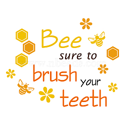 PVC Wall Stickers, Wall Decoration, Word Bee Sure to Brush Your Teeth, Bees Pattern, 590x240mm(DIY-WH0228-593)