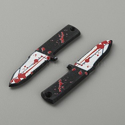 Opaque Resin Halloween Horror Goth Pendants, Bloody Dagger Charm, for Jewelry Earring Making, Dagger Shape, Black, Tool, 50x11.5x2mm, Hole: 1.6mm(FIND-CJC0015-18D)