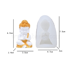DIY Buddha Silicone Candle Molds, Resin Casting Molds, For UV Resin, Epoxy Resin Jewelry Making, White, 7.5x4.7x3cm(PW-WG14394-02)