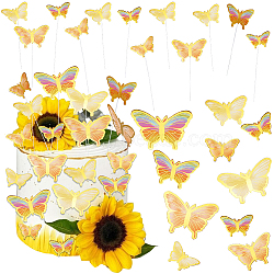 SUNNYCLUE 12 Sets 3 Colors Butterfly Cake Topper Sets, Paper Cake Decoration Insert, Mixed Color, 185x147x0.3mm, Butterfly: 32~56x47~80mm, 4 sets/color(DIY-SC0024-76)