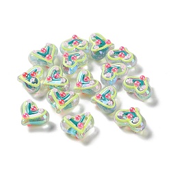 Valentine's Day Transparent Acrylic Beads, with Enamel, Heart, Dark Turquoise, 16x20~21x12~13mm, Hole: 1.5~1.6mm(ACRC-H001-02F)