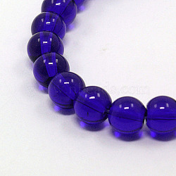 Dark Blue Glass Round Beads Strands, 8mm, Hole: 1mm, about 40pcs/strand, 11~12 inch(X-GR8mm25Y)