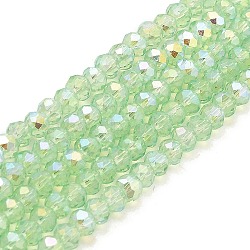 Baking Painted Transparent Glass Beads Strands, Imitation Opalite, Faceted, AB Color Plated, Round, Light Green, 4.5x4mm, Hole: 0.9mm, about 113~115pcs/strand, 41~42cm(DGLA-A034-J4mm-B02)