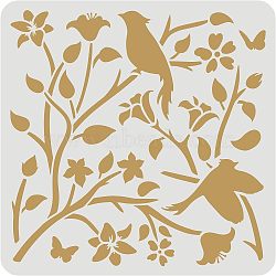 Large Plastic Reusable Drawing Painting Stencils Templates, for Painting on Scrapbook Fabric Tiles Floor Furniture Wood, Square, Bird Pattern, 300x300mm(DIY-WH0172-713)