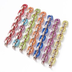 Handmade Opaque Acrylic Cable Chains, with CCB Plastic Quick Link Connectors, Mixed Color, 31.5x19.5x5.5mm, 24.5x15.5x6.5mm, 39.37 inces(1m)/strand(AJEW-JB00890)
