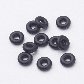 Rubber O Rings, Donut Spacer Beads, Fit European Clip Stopper Beads, Black, about 6mm in diameter, 1.9mm thick, 2.2mm inner diameter