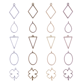 Olycraft Matte Style Rack Plating Alloy Open Back Bezel Pendants, For DIY UV Resin, Epoxy Resin, Pressed Flower Jewelry, Mixed Shapes, Mixed Color, 82x82x27mm, 40pcs/set