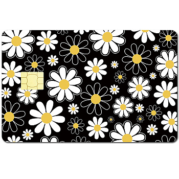 Rectangle PVC Plastic Waterproof Card Stickers, Self-adhesion Card Skin for Bank Card Decor, April Daisy, 186.3x137.3mm