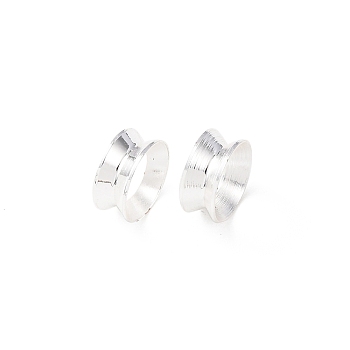 Brass European Beads, Large Hole Beads, Rack Plating, Long-Lasting Plated, Cadmium Free & Lead Free, Flat Round, 925 Sterling Silver Plated, 7x3mm, Hole: 4.5mm