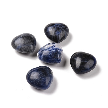 Natural Sodalite Heart Love Stone, Pocket Palm Stone for Reiki Balancing, 25x24~26x13~15mm