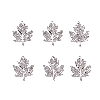 Alloy Cabochons, Nail Art Decoration Accessories for Women, Leaf, Platinum, 11.5x9mm