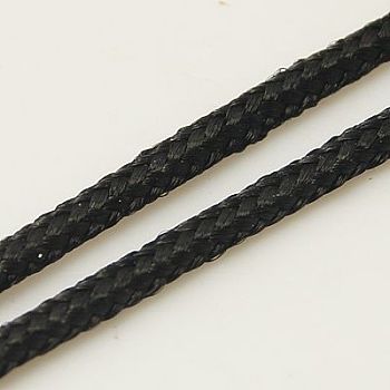 Nylon Braided Threads, Chinese Knot Cord, Round, Black, 1.5mm, about 200.00 Yards(182.88m)/Roll