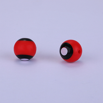 Printed Round Silicone Focal Beads, Red, 15x15mm, Hole: 2mm