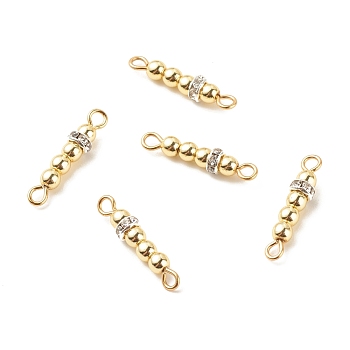 Electroplate Non-magnetic Synthetic Hematite Connector Charms, with Silver Tone Brass Crystal Rhinestone Findings, Round, Golden Plated, 20x4mm, Hole: 1.6mm