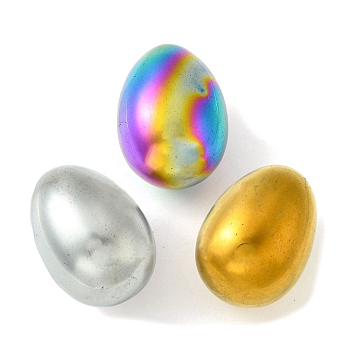 Electroplated Synthetic Non-Magnetic Hematite Palm Stones, Egg Reiki Polished Healing Pocket Stone for Anxiety Stress Relief Therapy, Mixed Color, 30x22mm