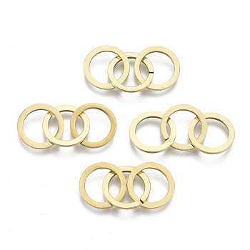 201 Stainless Steel Linking Rings, Quick Link Connectors, Laser Cut, Ring, Golden, 12x1mm, Inner Diameter: 9mm, about 3pcs/set