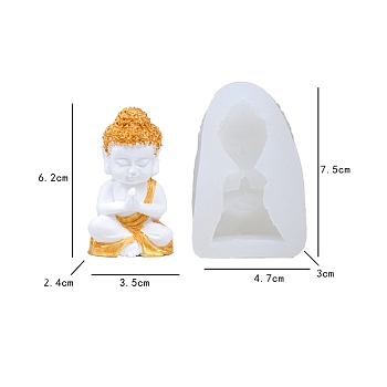 DIY Buddha Silicone Candle Molds, Resin Casting Molds, For UV Resin, Epoxy Resin Jewelry Making, White, 7.5x4.7x3cm