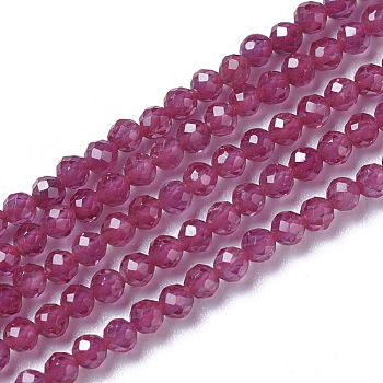 Natural Red Corundum/Ruby Beads Strands, Faceted, Round, 2~3x2~2.5mm, Hole: 0.2mm, about 181~210pcs/strand, 15.9~16.3 inch(40.4~41.5cm)