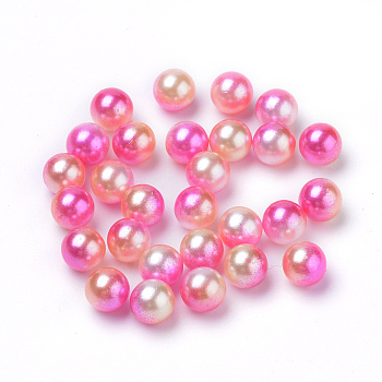 Rainbow Acrylic Imitation Pearl Beads, Gradient Mermaid Pearl Beads, No Hole, Round, Hot Pink, 6mm, about 5000pcs/500g