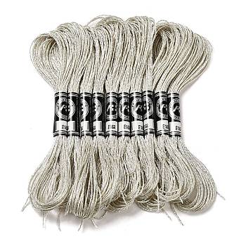 10 Skeins 12-Ply Metallic Polyester Embroidery Floss, Glitter Cross Stitch Threads for Craft Needlework Hand Embroidery, Friendship Bracelets Braided String, Old Lace, 0.8mm, about 8.75 Yards(8m)/skein