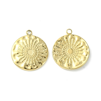 304 Stainless Steel Pendants, Flower Charms, Real 14K Gold Plated, 16.5x14.5x2mm, Hole: 1.5mm